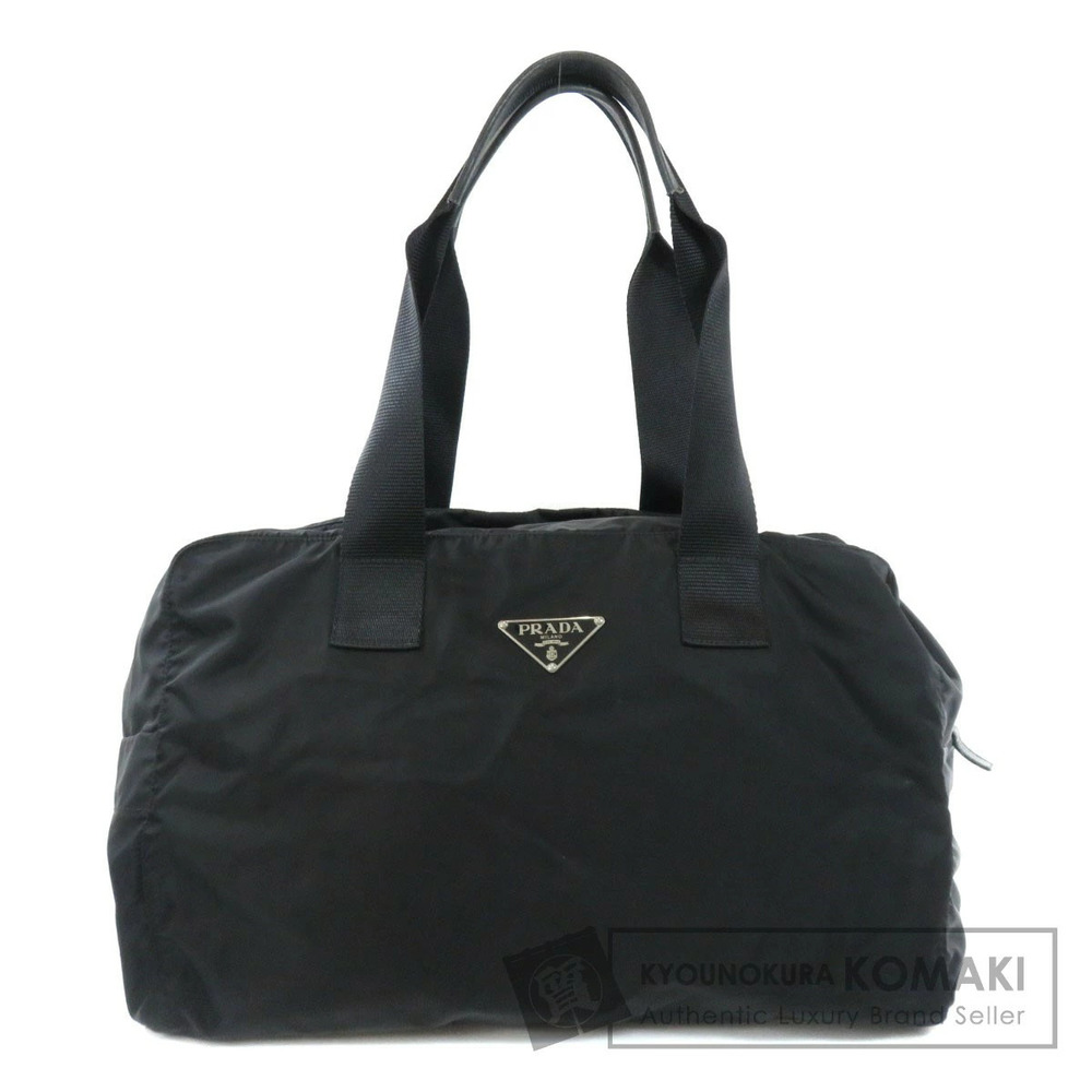 Prada Black Tessuto Travel Boston Duffle Bag Saffiano leather
